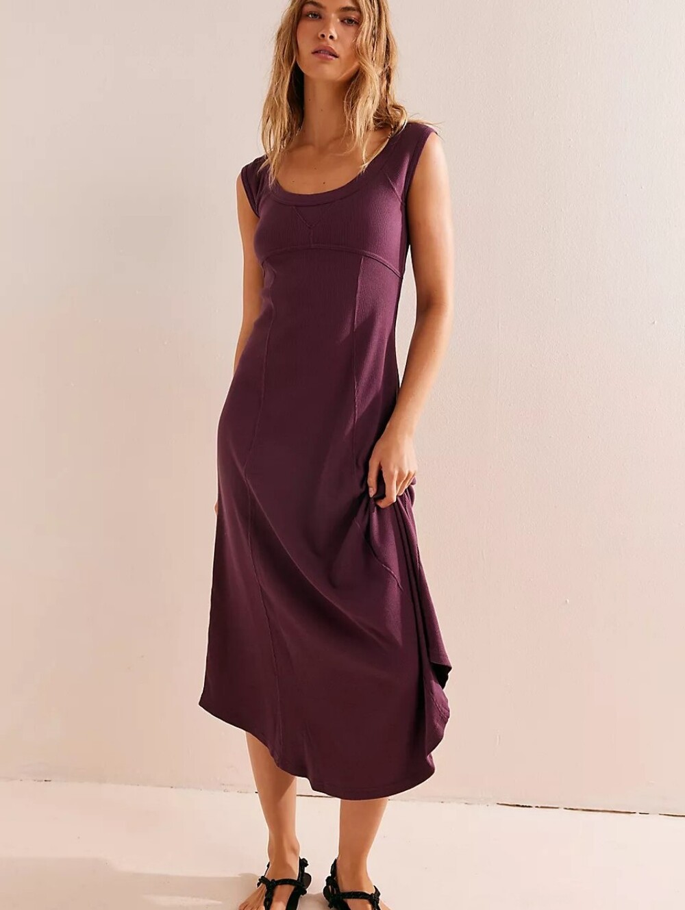 EUC Free People Beach (Free-est) Ash Midi Dress, Mauve Wine